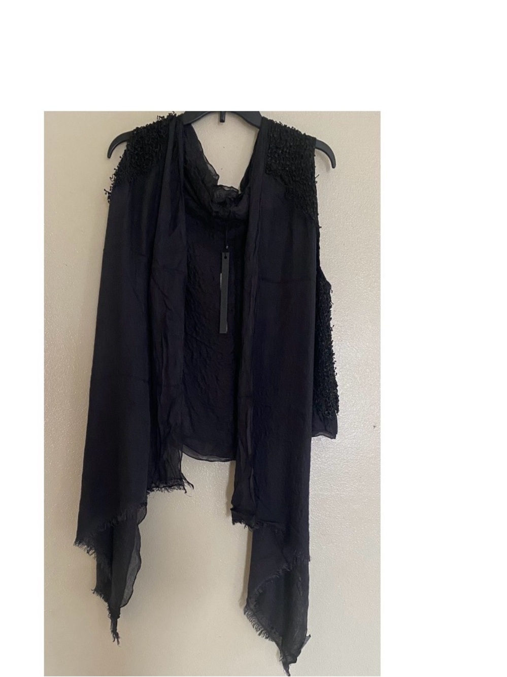 Sheer Draped Scarf Vest in Black